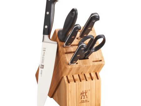 Zwilling Professional S Knife Set with Block, Chefs Knife, Serrated Utility Knife, 7 Piece, Bamboo Hot on Sale